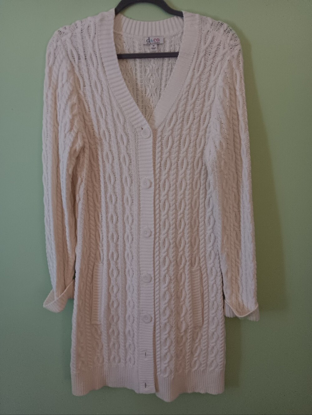 D&Co Women's Cable Knit Long Sleeve Cardigan